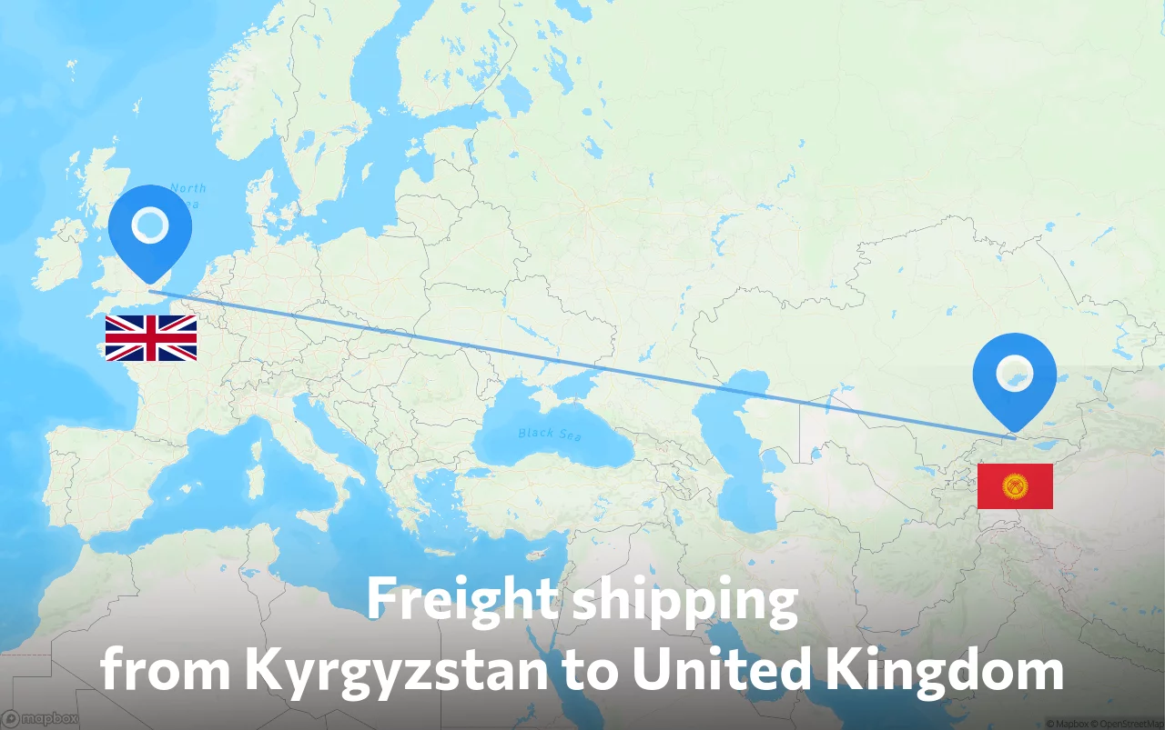 Shipping route from Kyrgyzstan to United Kingdom
