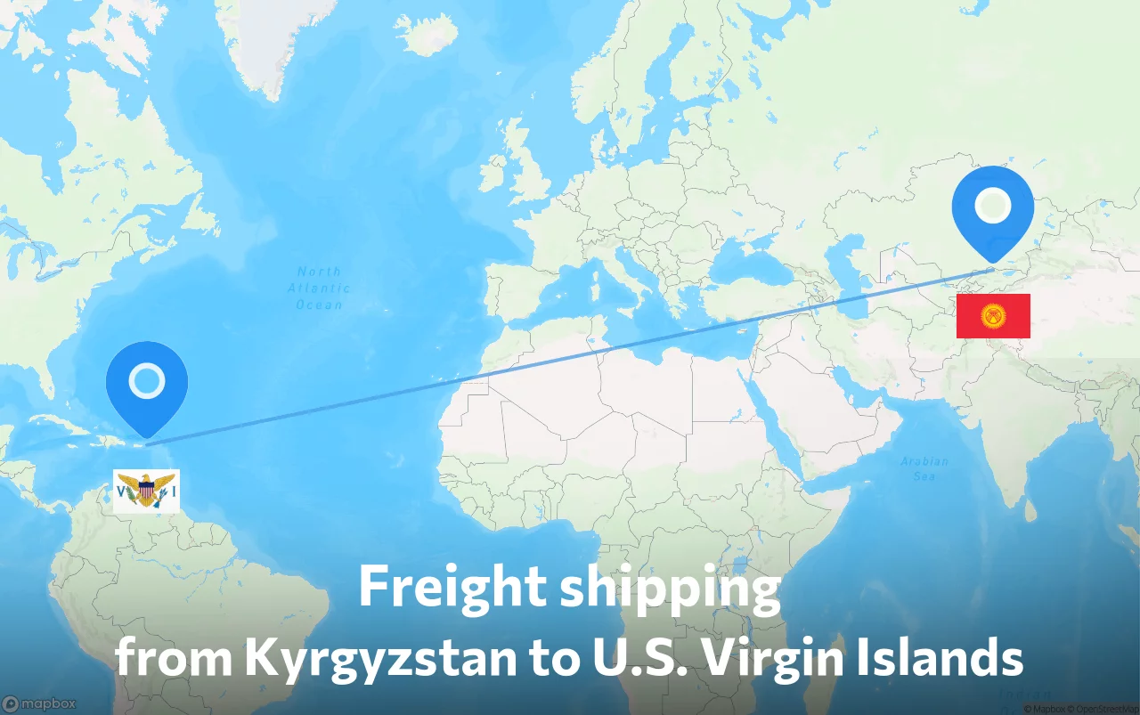Shipping route from Kyrgyzstan to U.S. Virgin Islands