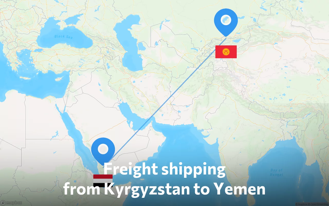 Shipping route from Kyrgyzstan to Yemen