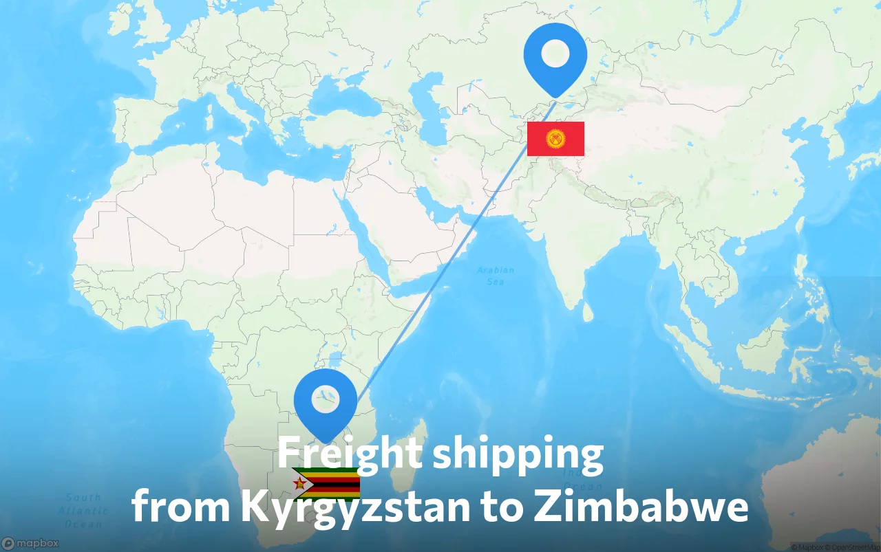 Shipping route from Kyrgyzstan to Zimbabwe