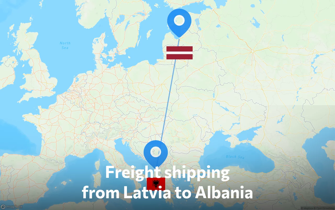 Shipping route from Latvia to Albania