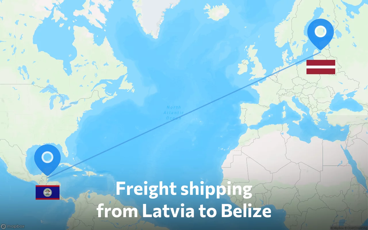 Shipping route from Latvia to Belize
