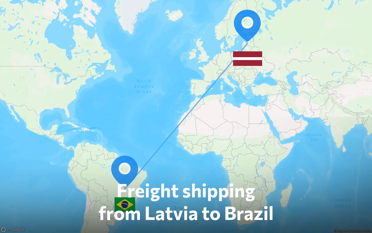 Shipping route from Latvia to Brazil