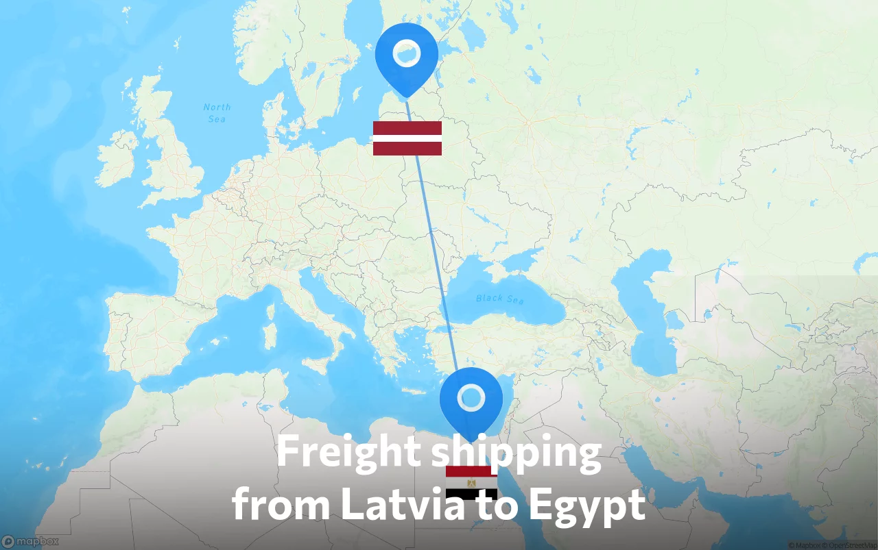 Shipping route from Latvia to Egypt