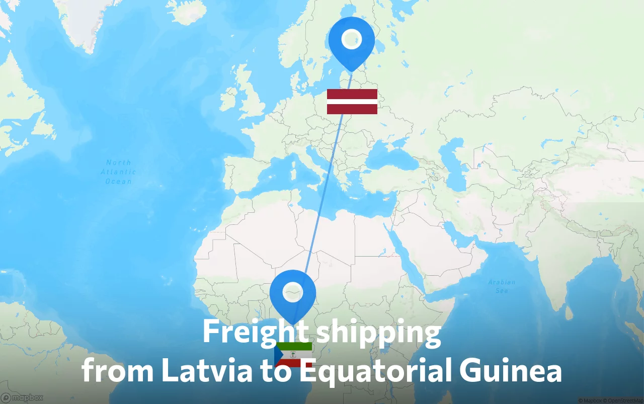 Shipping route from Latvia to Equatorial Guinea