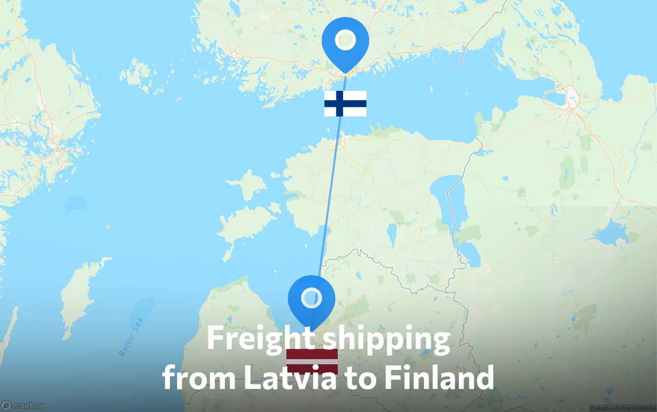 Shipping route from Latvia to Finland