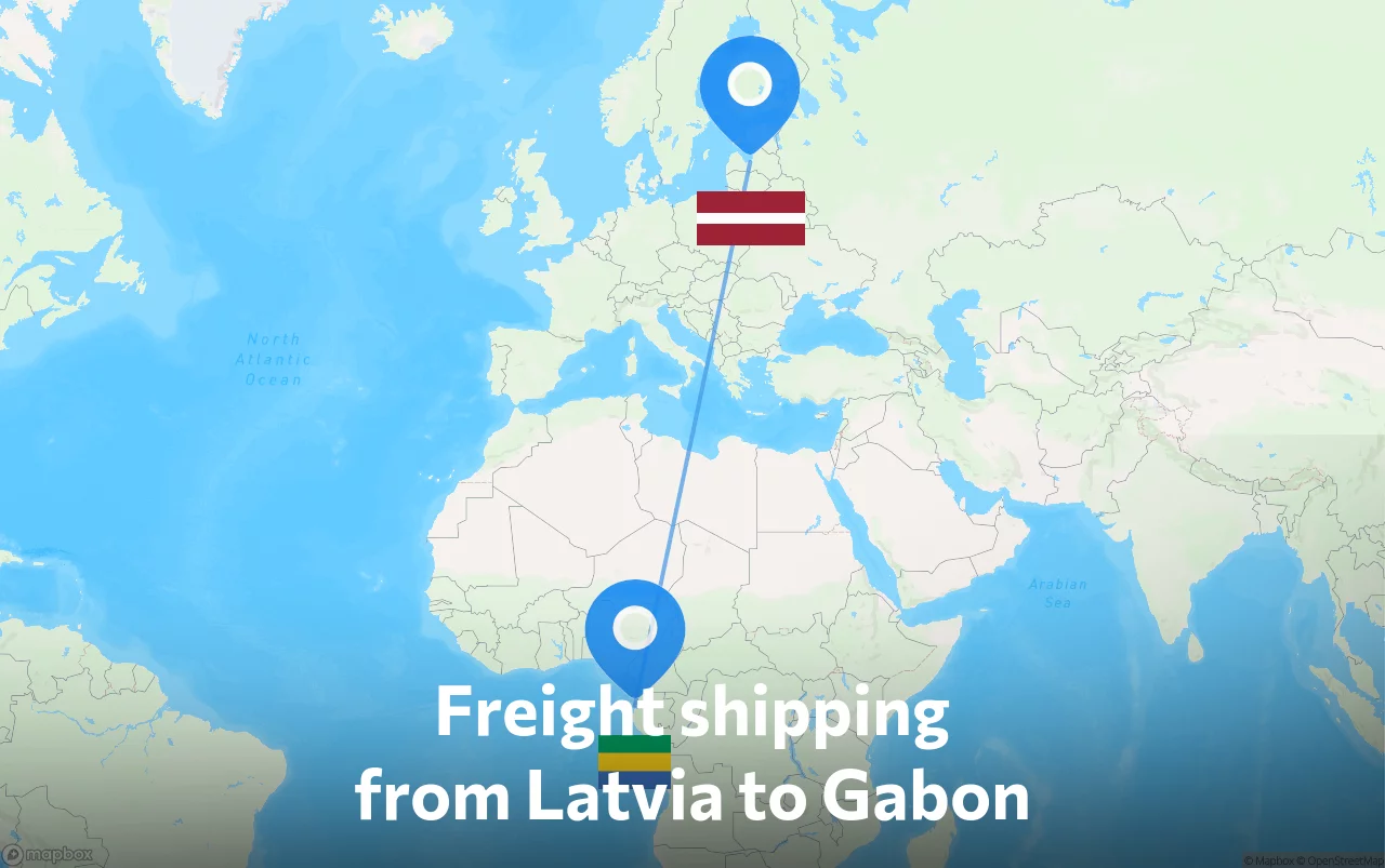 Shipping route from Latvia to Gabon