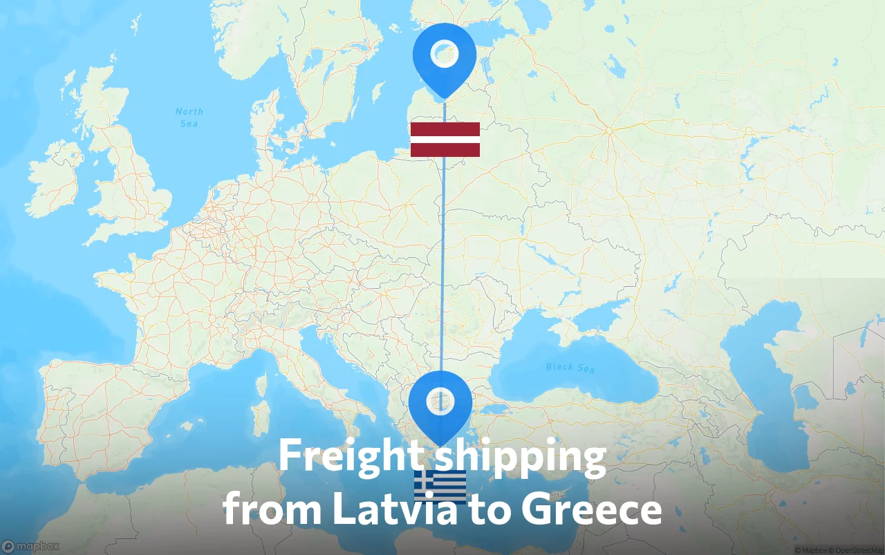 Shipping route from Latvia to Greece