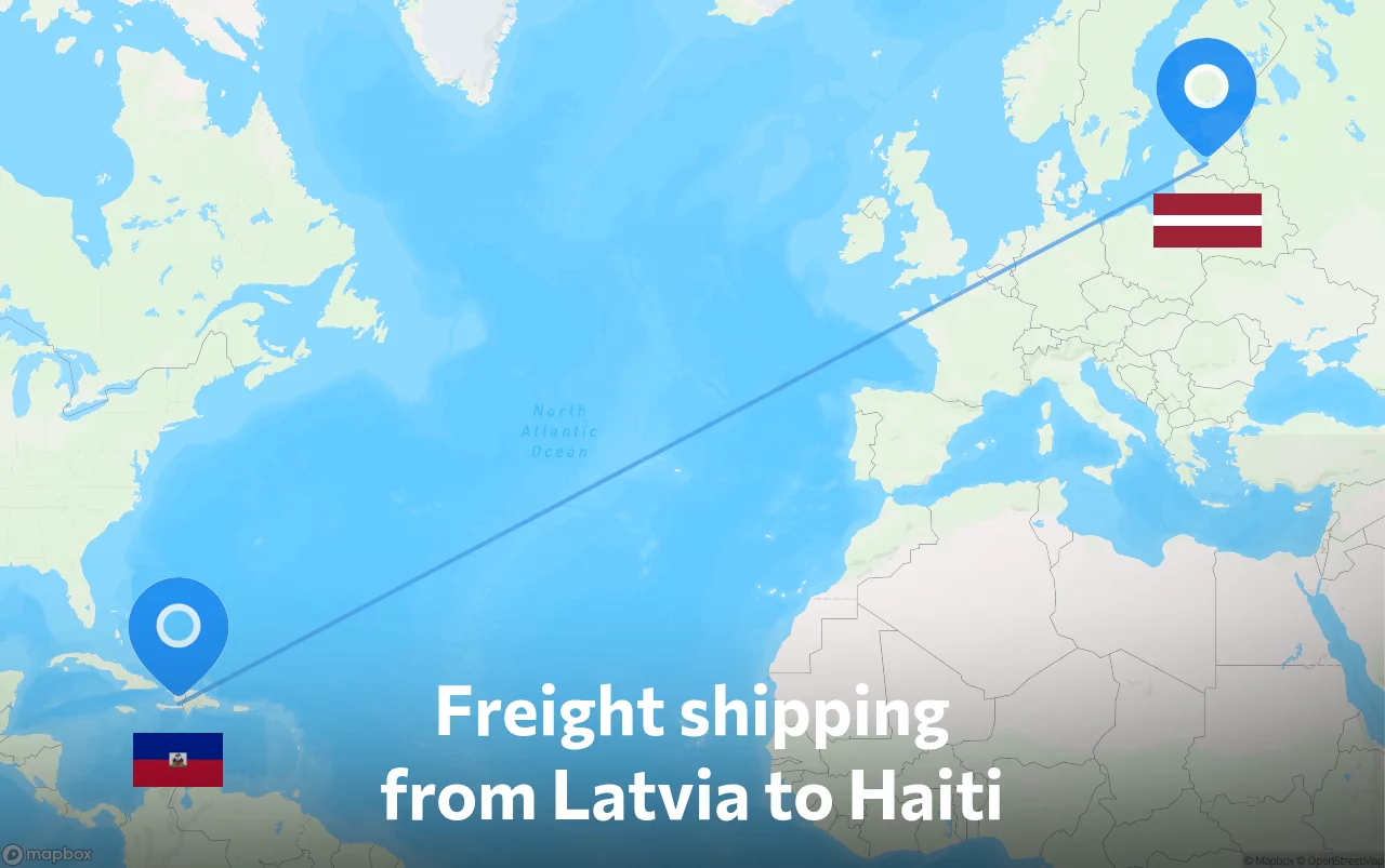 Shipping route from Latvia to Haiti