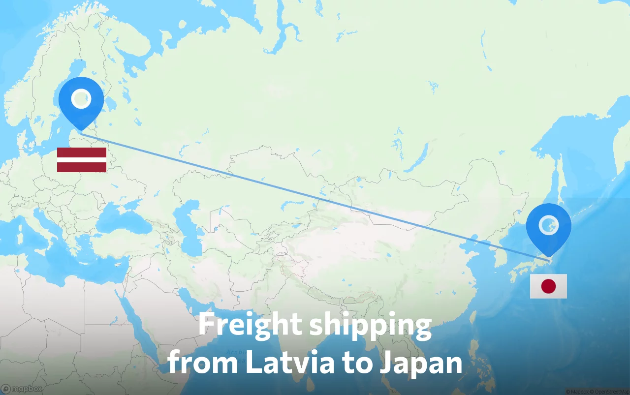 Shipping route from Latvia to Japan