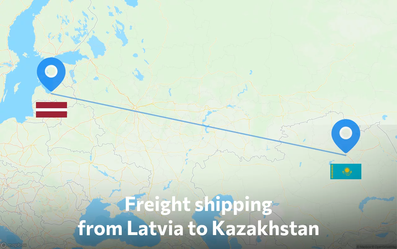 Shipping route from Latvia to Kazakhstan