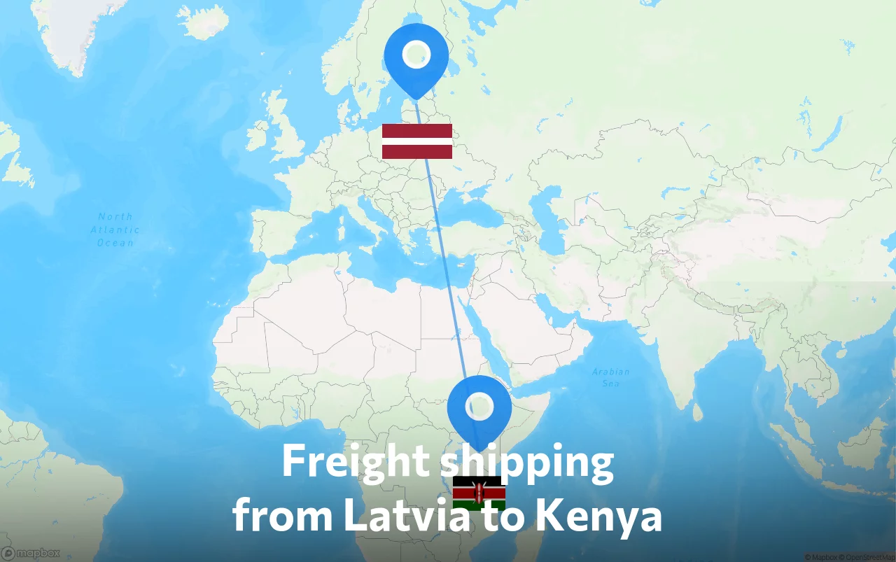 Shipping route from Latvia to Kenya