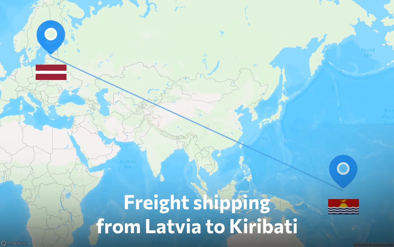Shipping route from Latvia to Kiribati