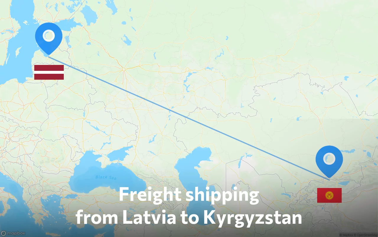 Shipping route from Latvia to Kyrgyzstan