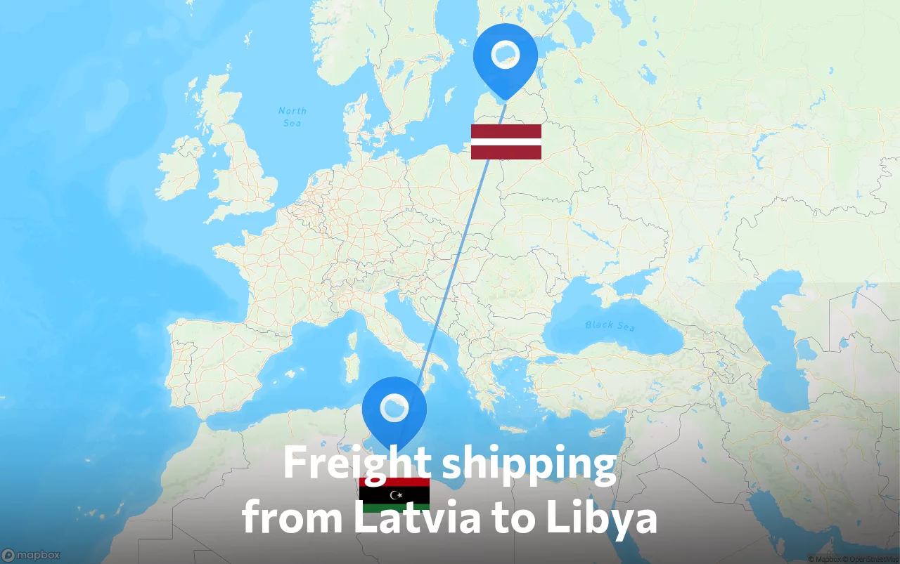 Shipping route from Latvia to Libya