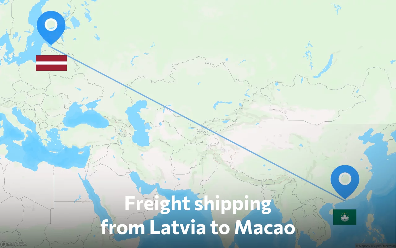 Shipping route from Latvia to Macao