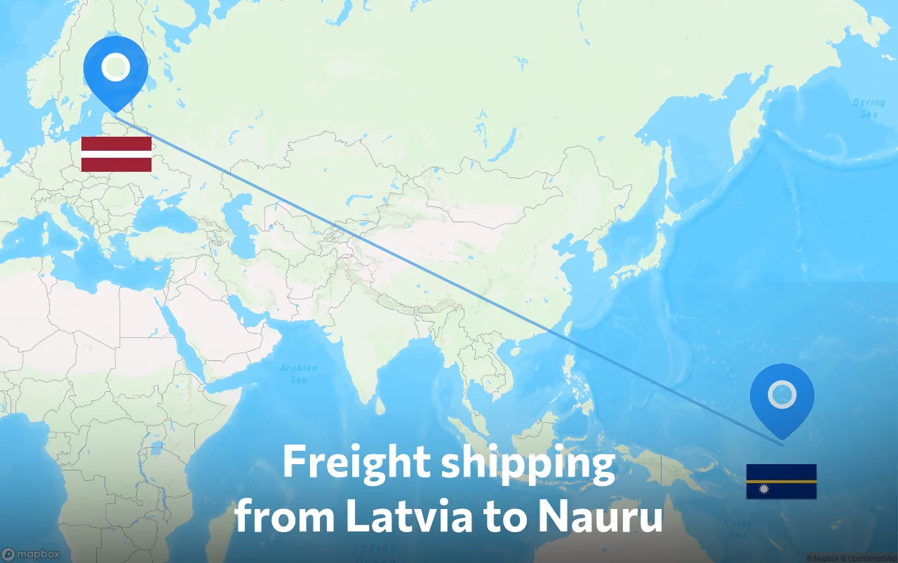 Shipping route from Latvia to Nauru