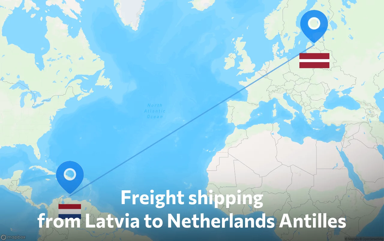 Shipping route from Latvia to Netherlands Antilles