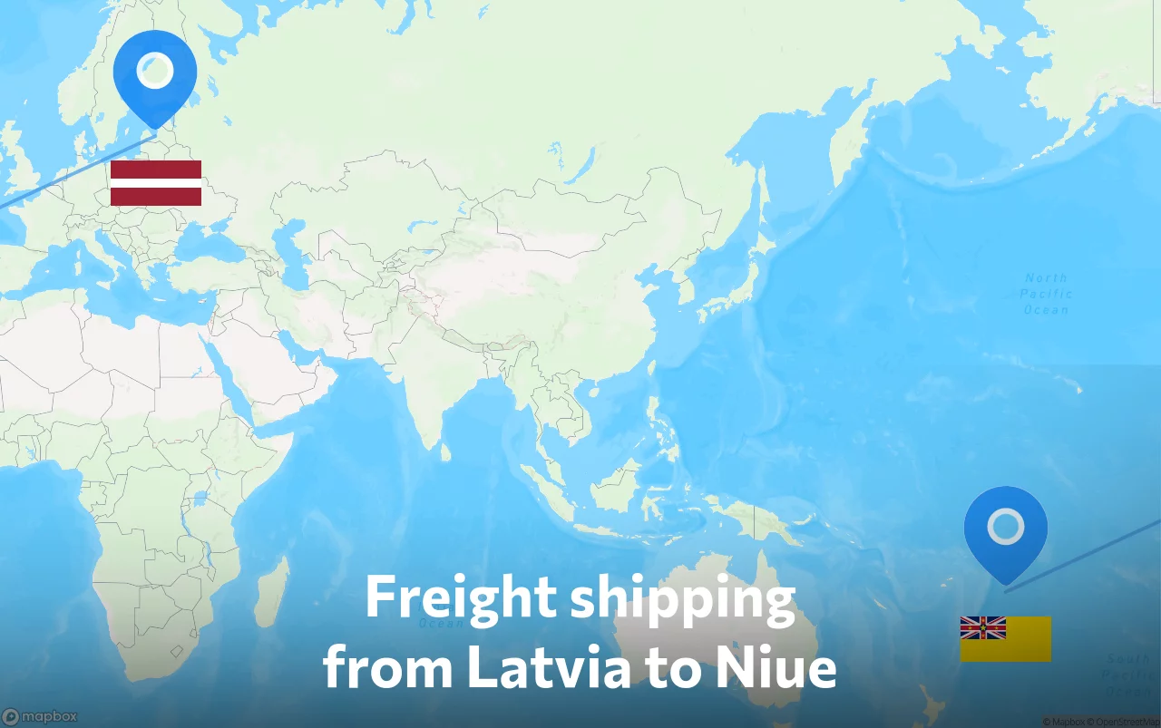 Shipping route from Latvia to Niue