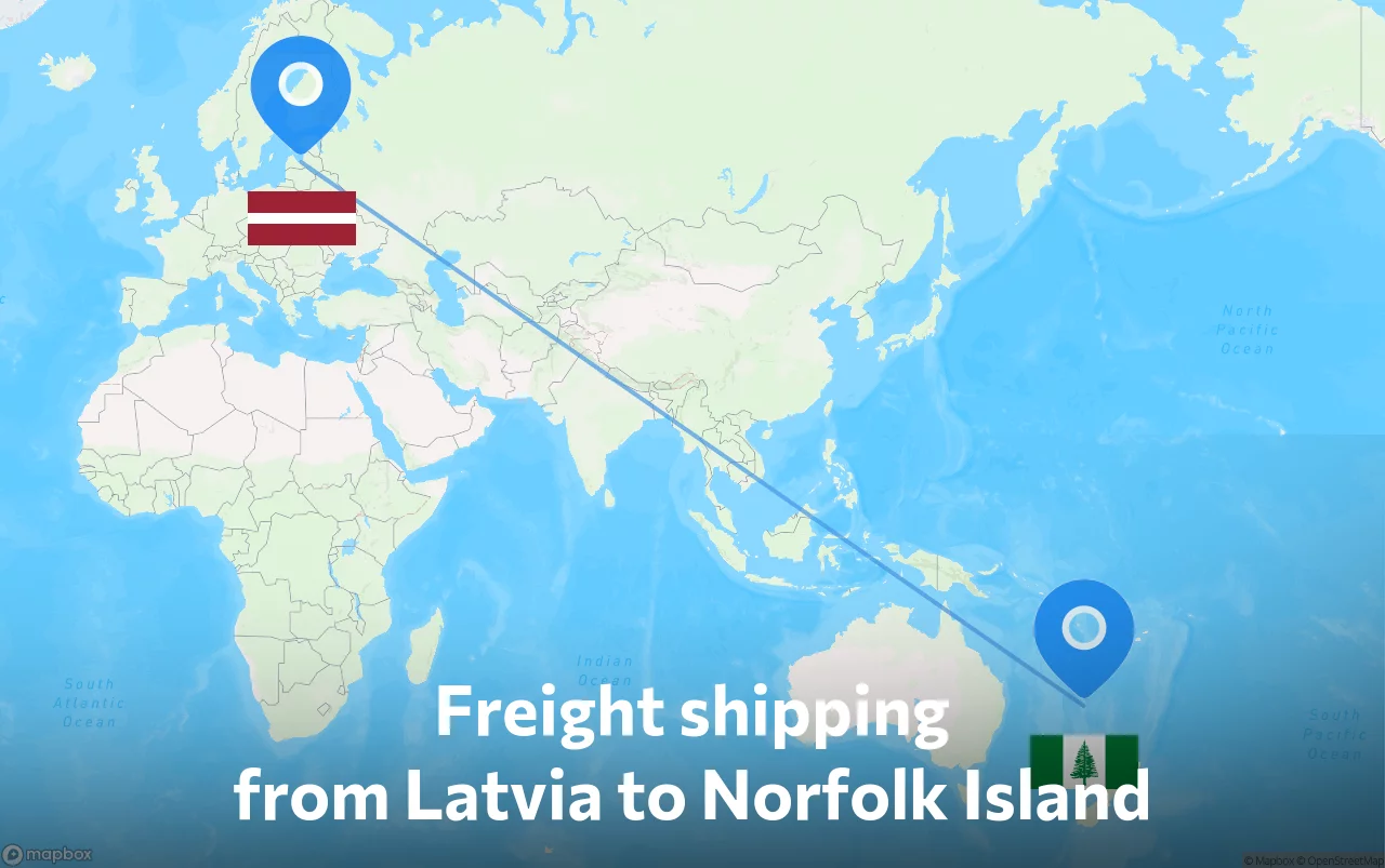 Shipping route from Latvia to Norfolk Island