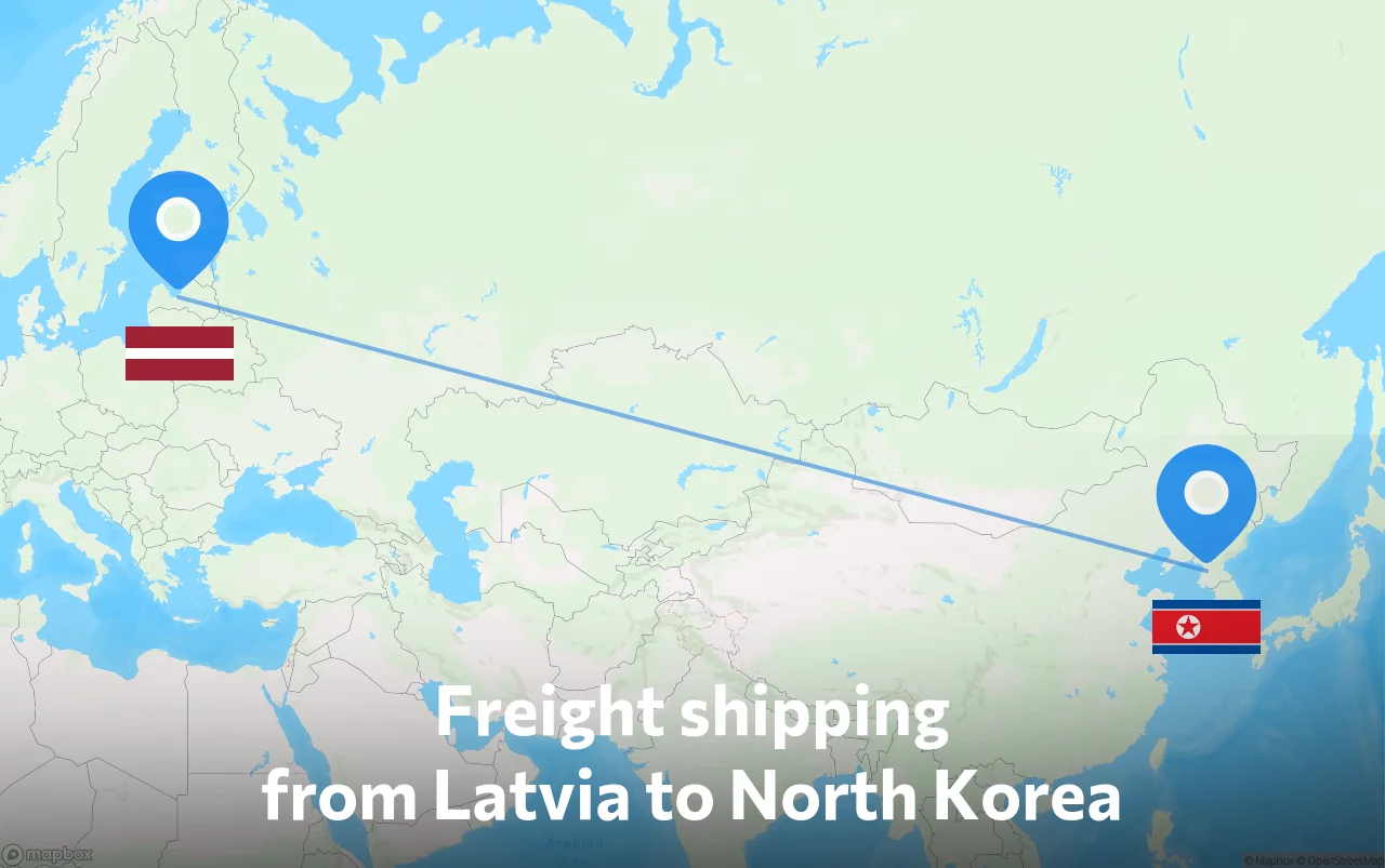 Shipping route from Latvia to North Korea