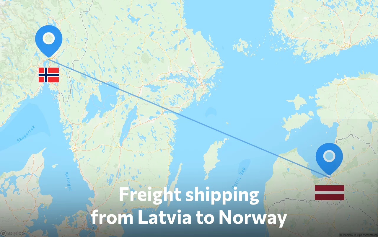 Shipping route from Latvia to Norway