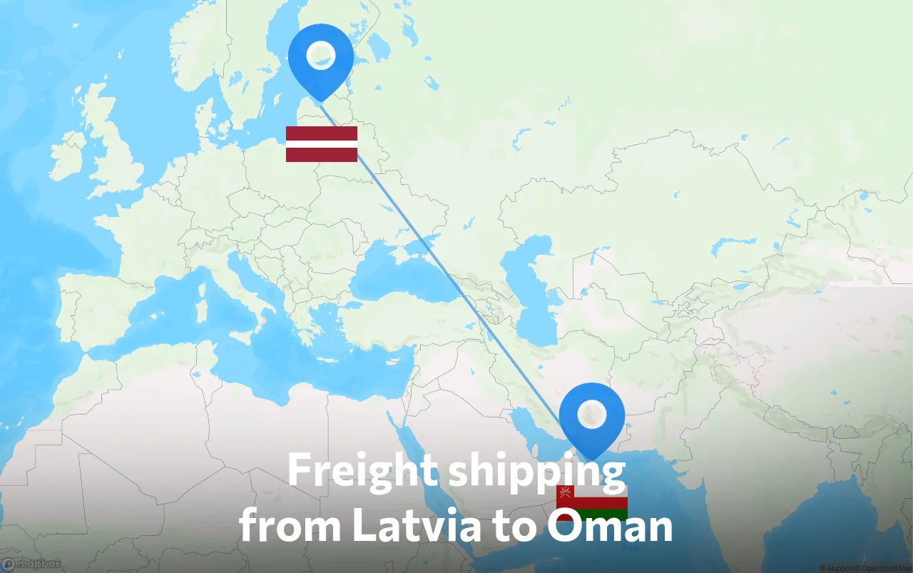 Shipping route from Latvia to Oman