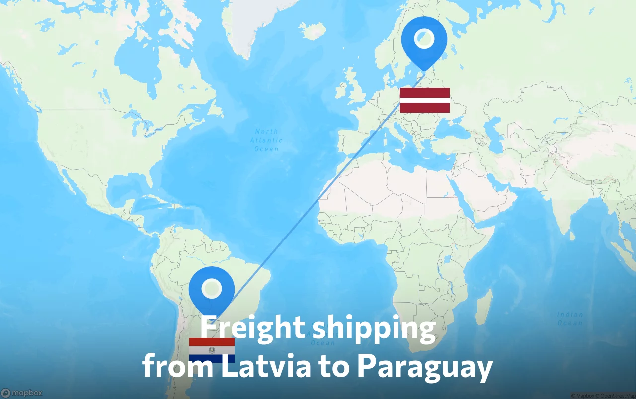 Shipping route from Latvia to Paraguay