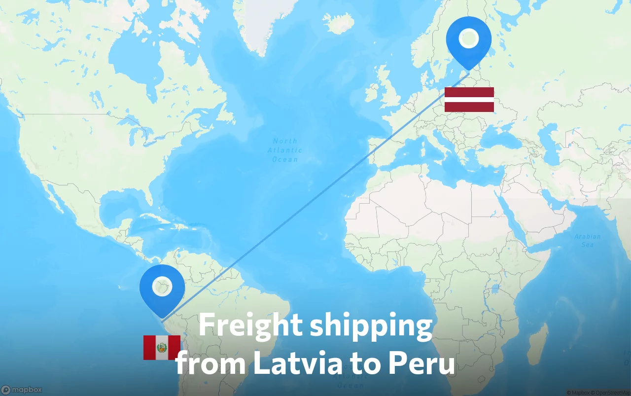 Shipping route from Latvia to Peru