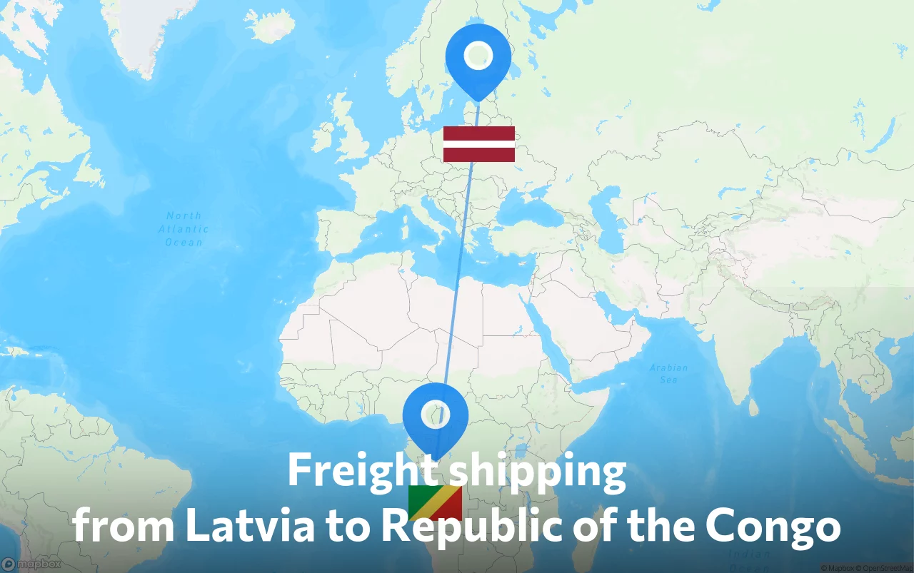 Shipping route from Latvia to Republic of the Congo