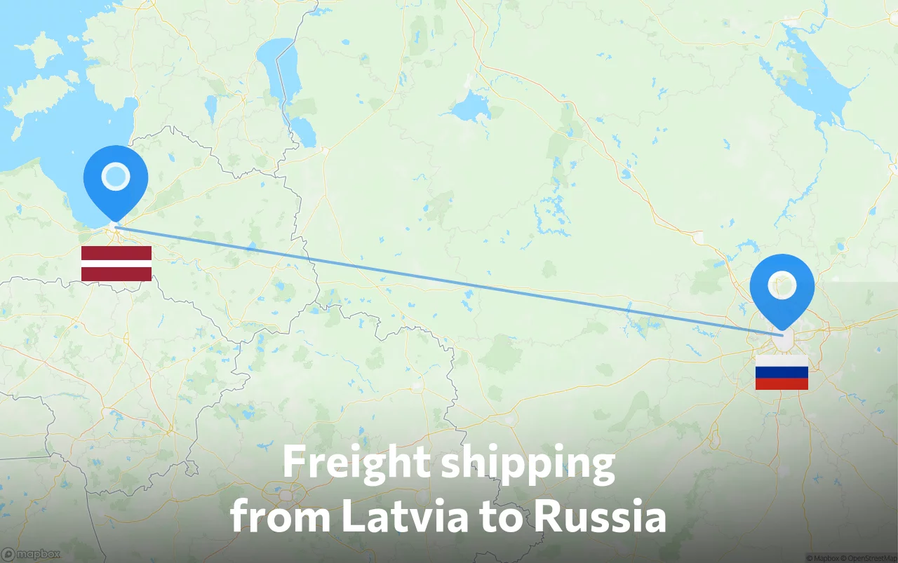 Shipping route from Latvia to Russia