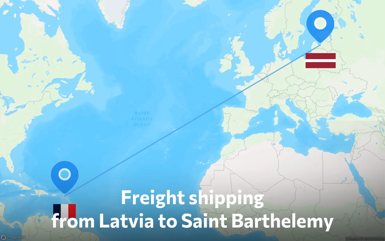Shipping route from Latvia to Saint Barthelemy