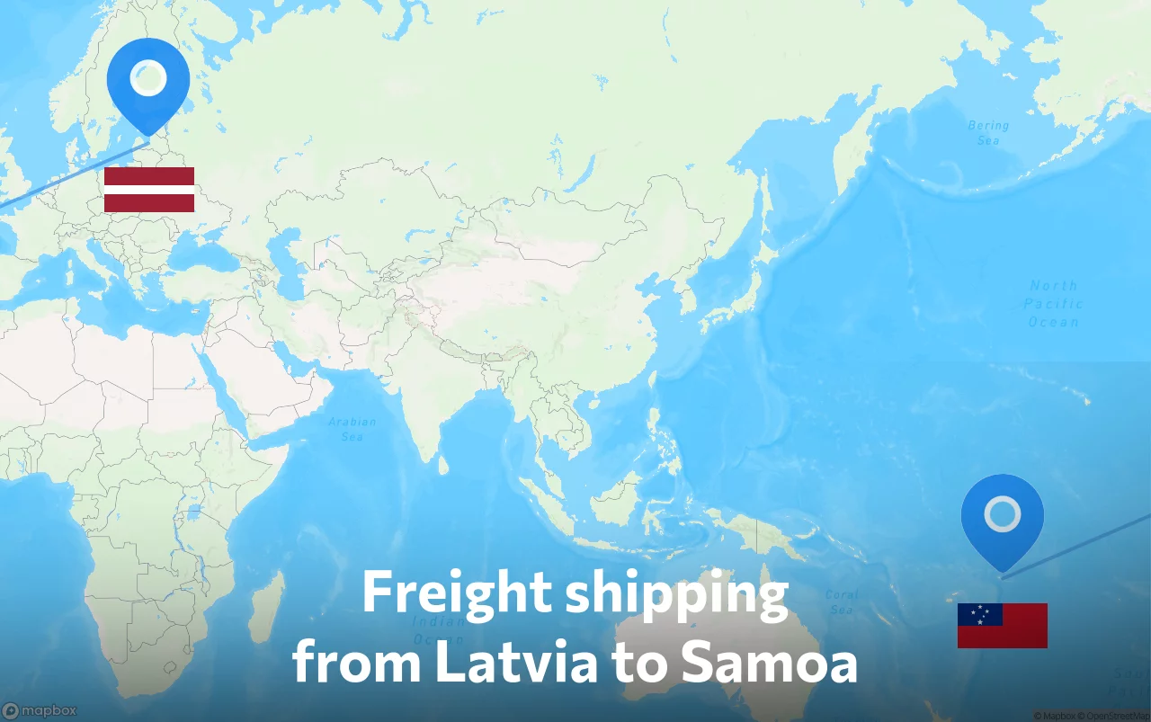 Shipping route from Latvia to Samoa