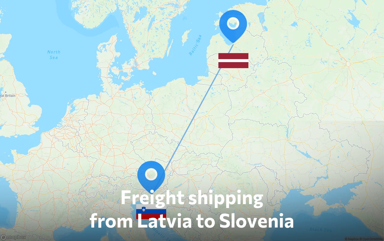 Shipping route from Latvia to Slovenia