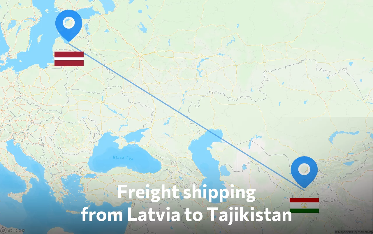 Shipping route from Latvia to Tajikistan