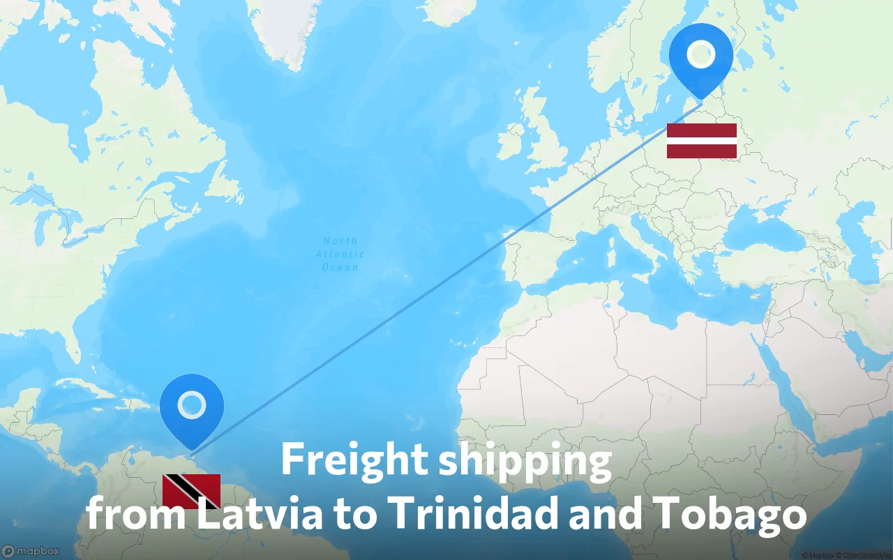Shipping route from Latvia to Trinidad and Tobago