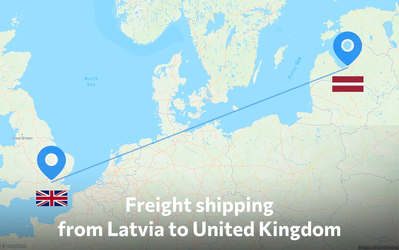 Shipping route from Latvia to United Kingdom