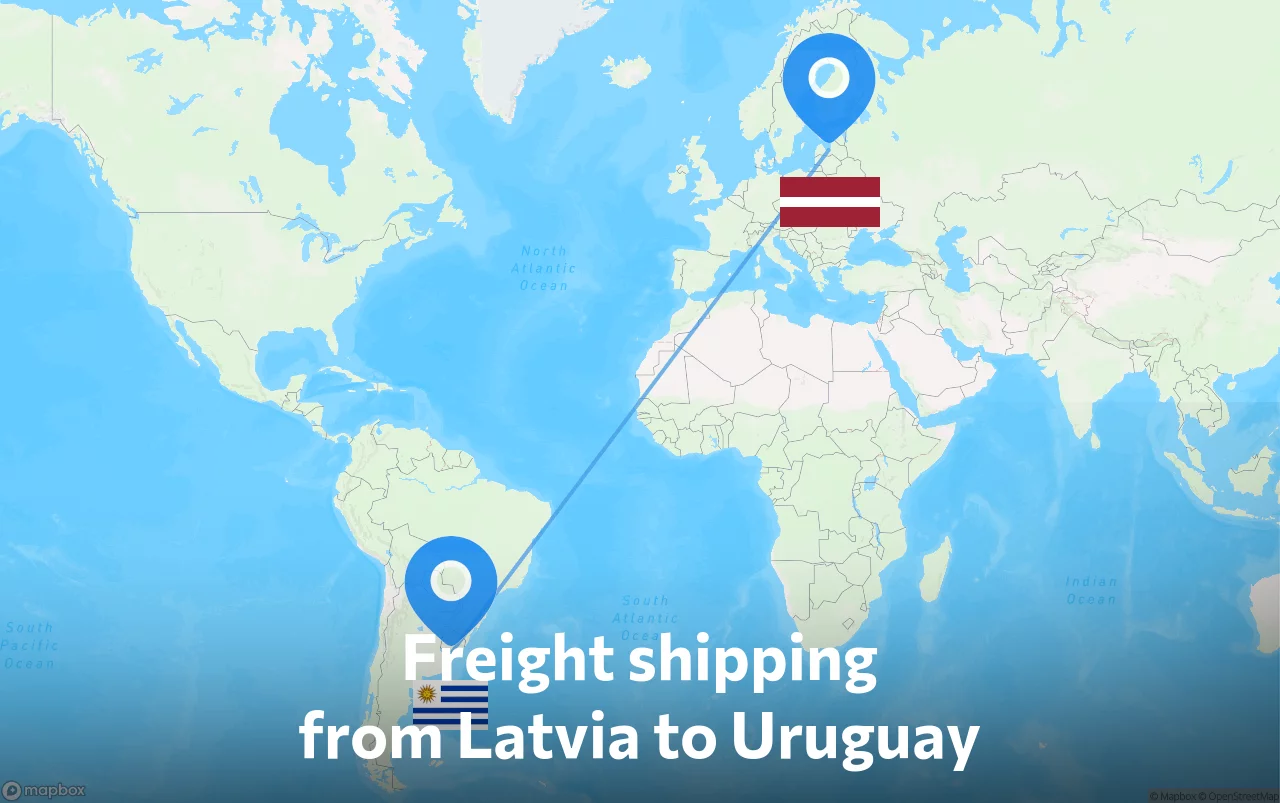 Shipping route from Latvia to Uruguay