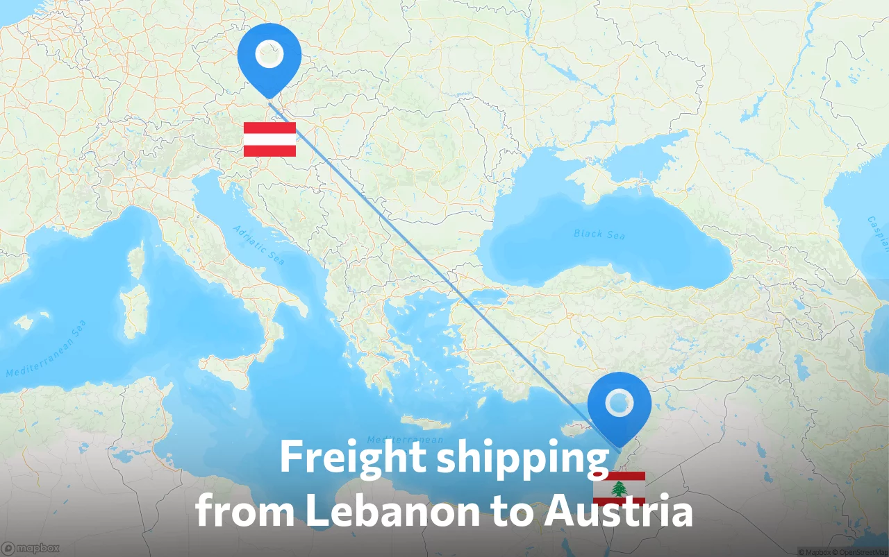 Shipping route from Lebanon to Austria