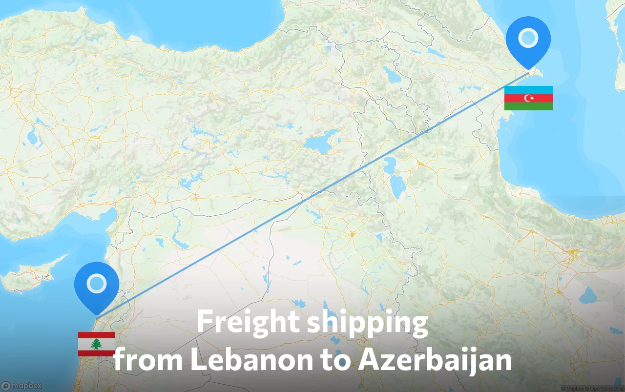 Shipping route from Lebanon to Azerbaijan