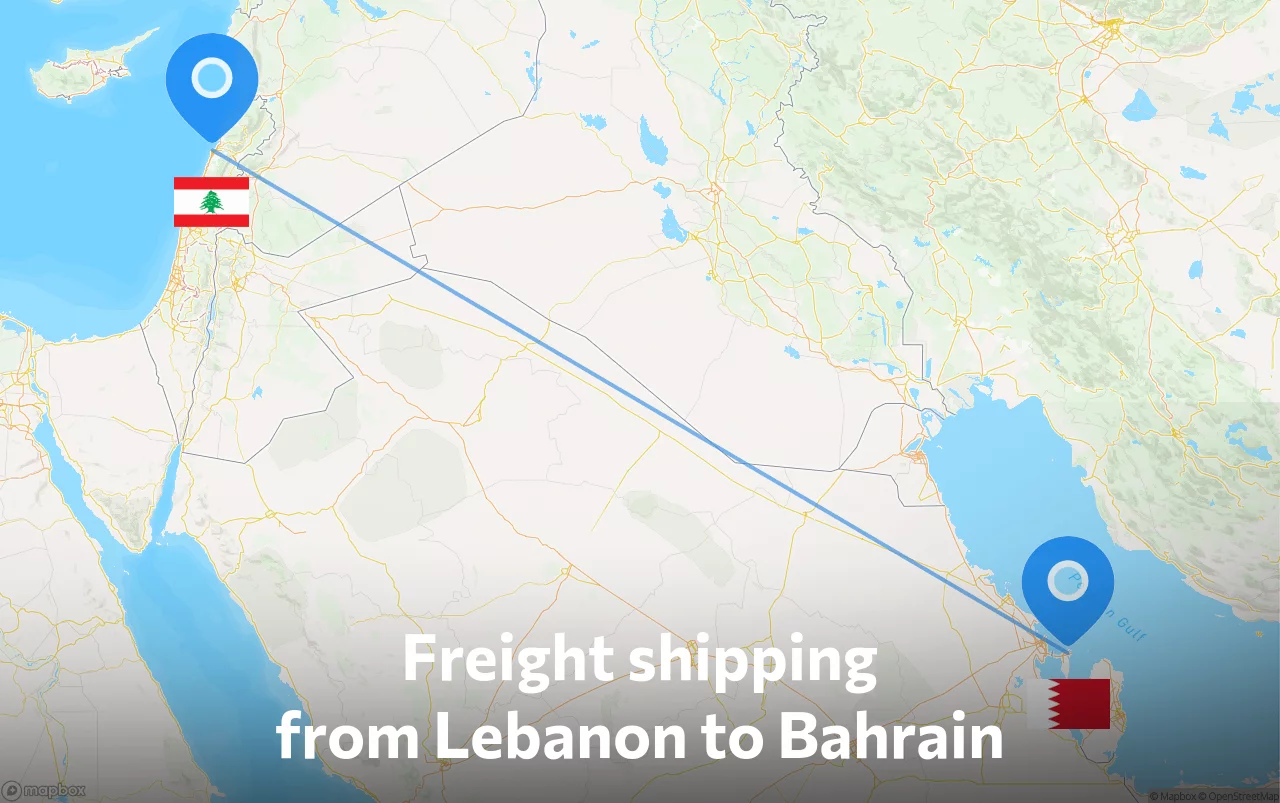 Shipping route from Lebanon to Bahrain
