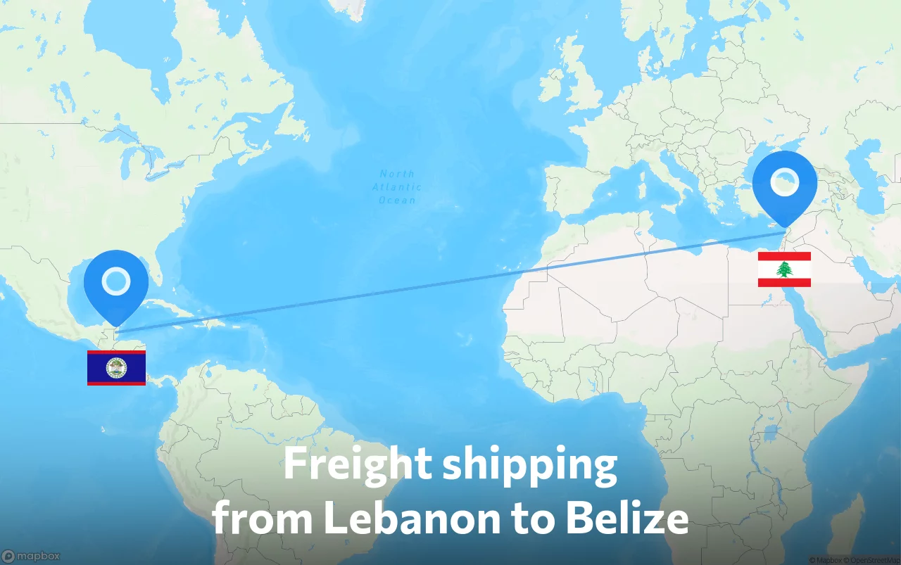 Shipping route from Lebanon to Belize