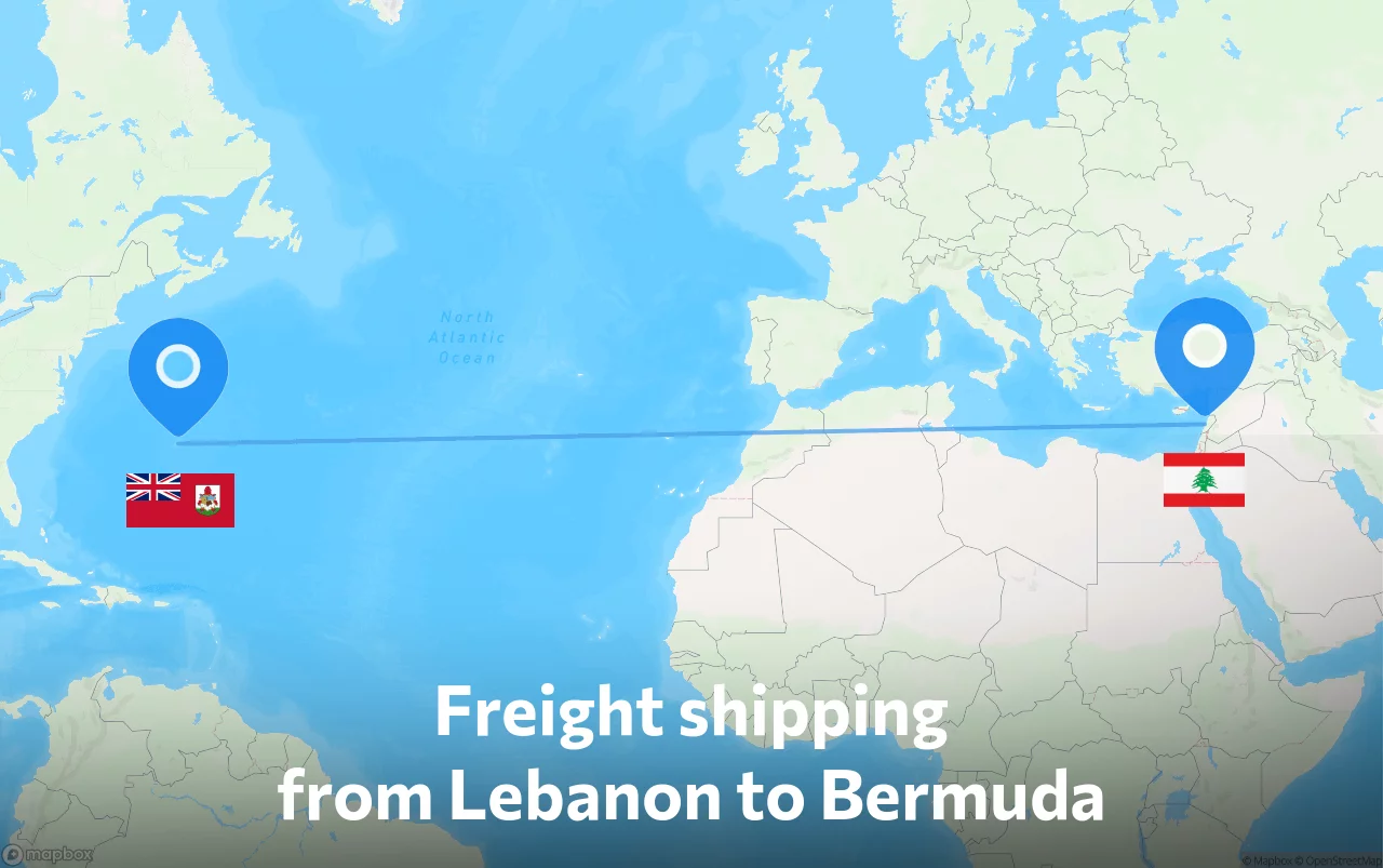 Shipping route from Lebanon to Bermuda