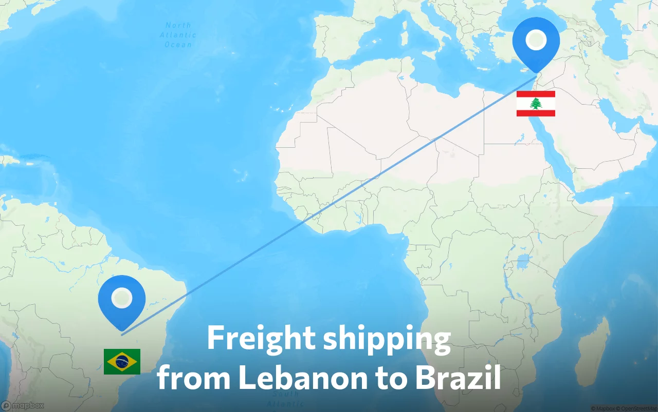 Shipping route from Lebanon to Brazil