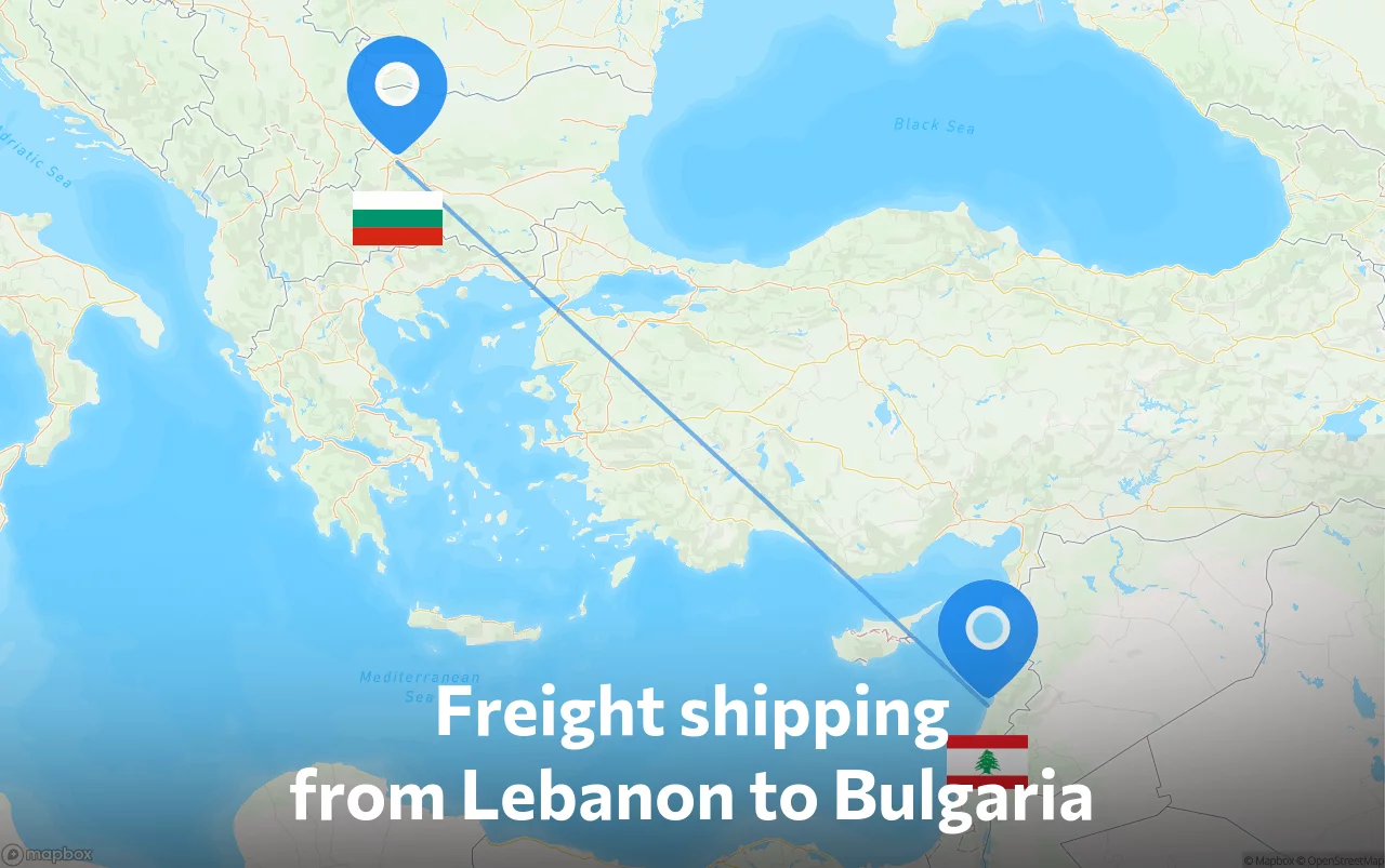Shipping route from Lebanon to Bulgaria