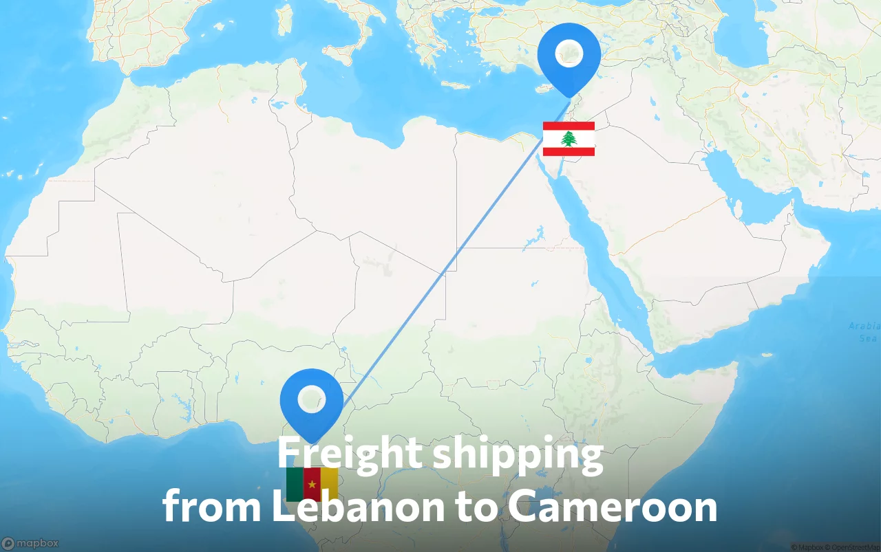 Shipping route from Lebanon to Cameroon