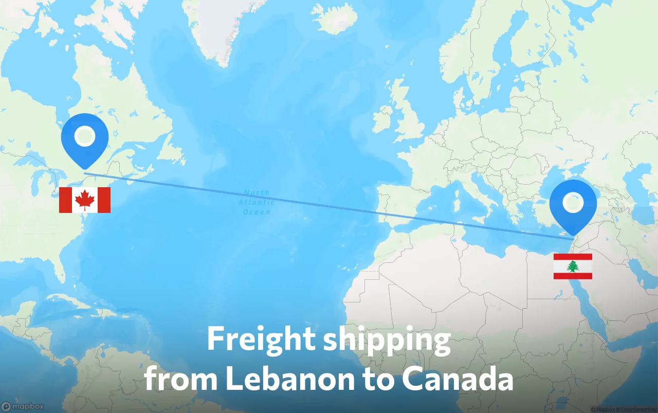 Shipping route from Lebanon to Canada