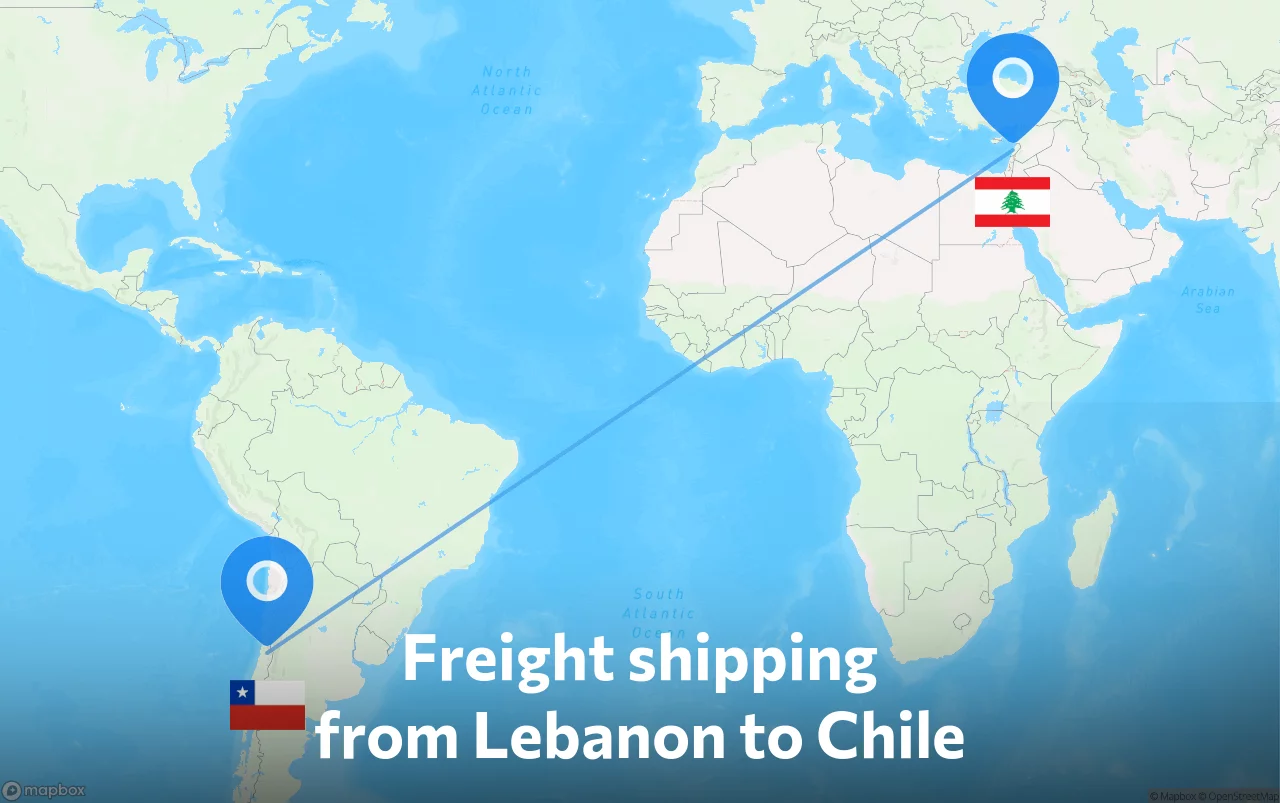 Shipping route from Lebanon to Chile