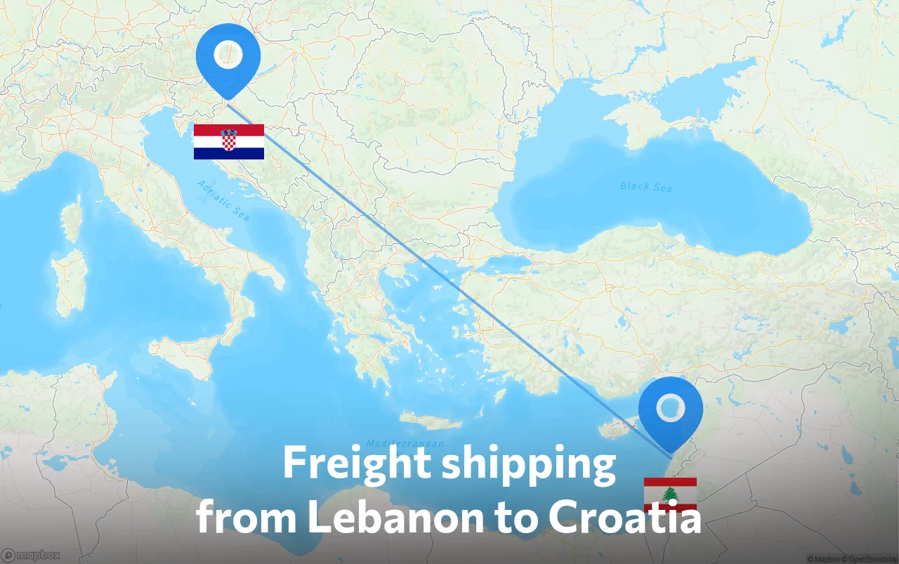 Shipping route from Lebanon to Croatia