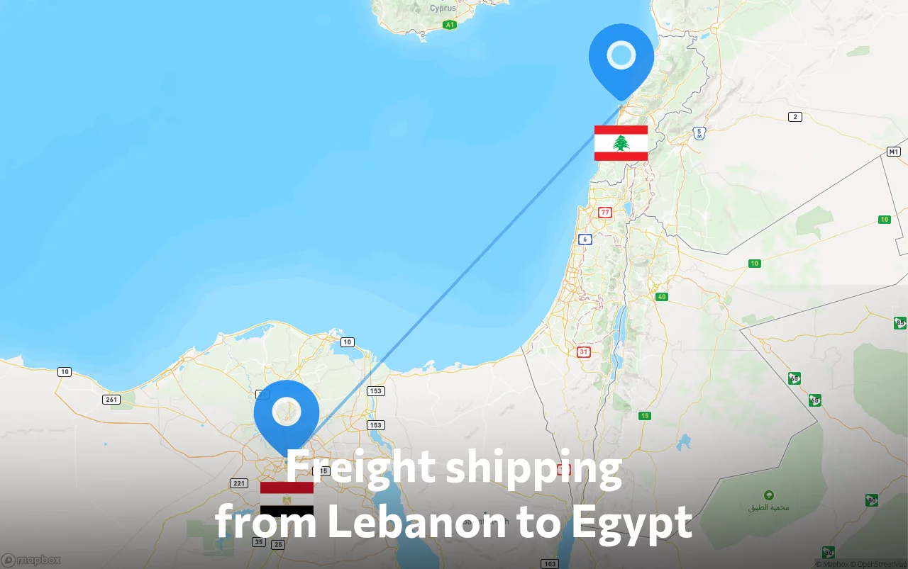 Shipping route from Lebanon to Egypt